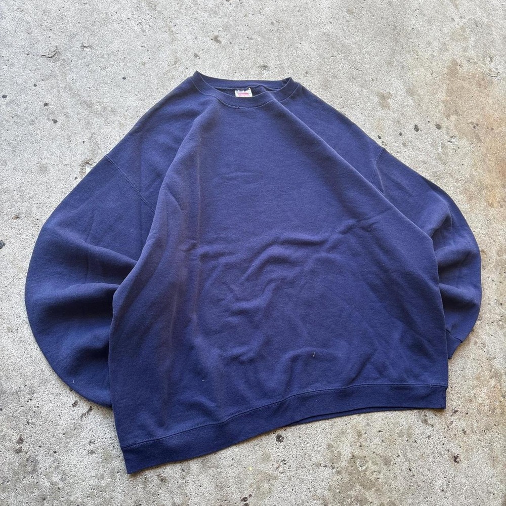 Vintage Hanes Crewneck Sweatshirt Navy Blue Blank Plain Mens XL Oversized